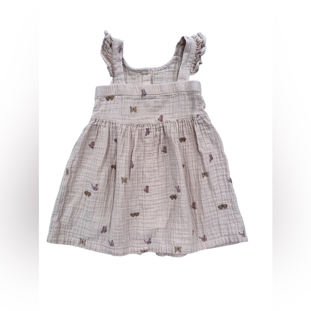 City Mouse Size 4 Years Light Pink Muslin Dress with Butterflies - Picture 2 of 6